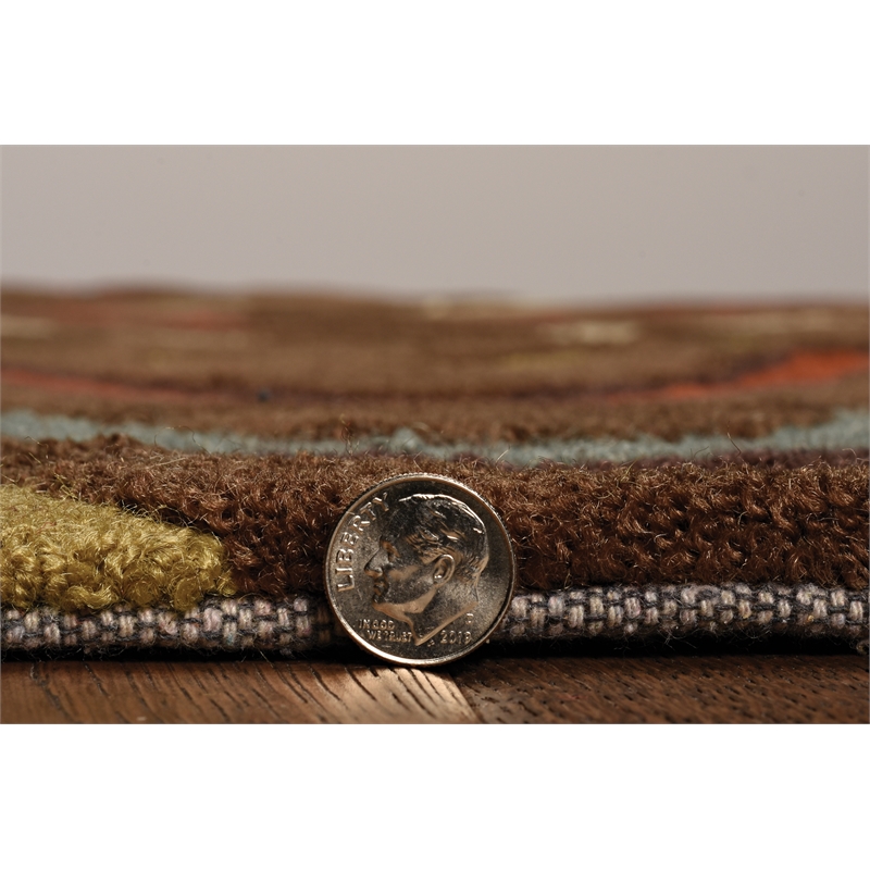 Linon Trio Mouzi Hand Tufted Polyester 5'x7' Rug in Brown