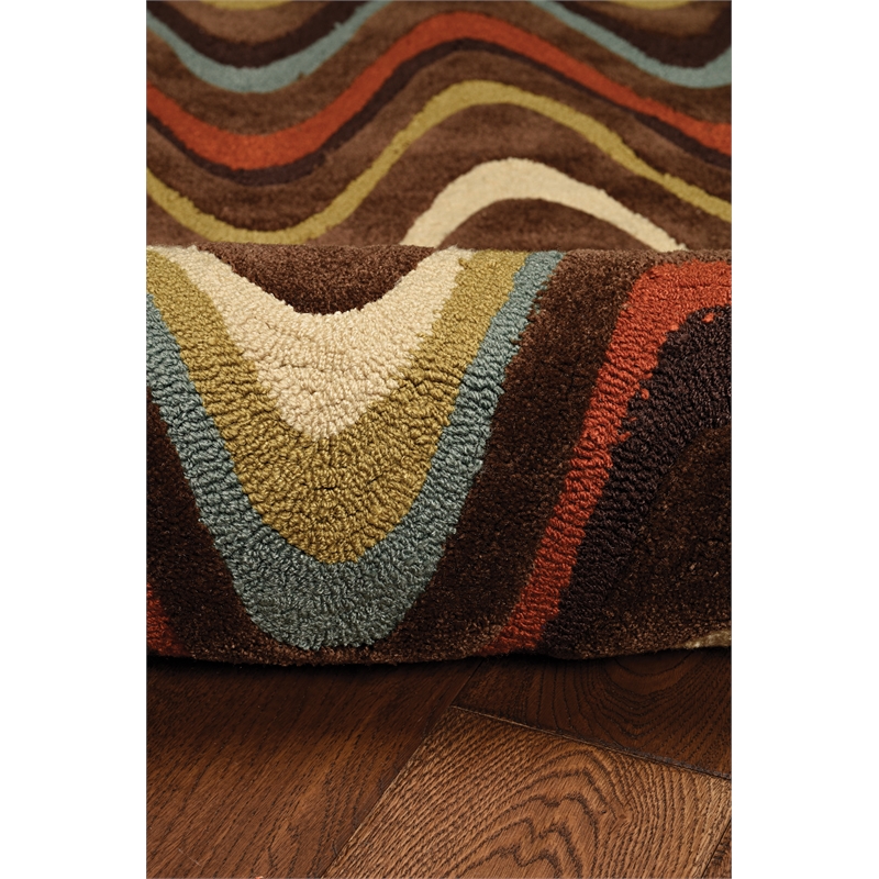Linon Trio Mouzi Hand Tufted Polyester 5'x7' Rug in Brown