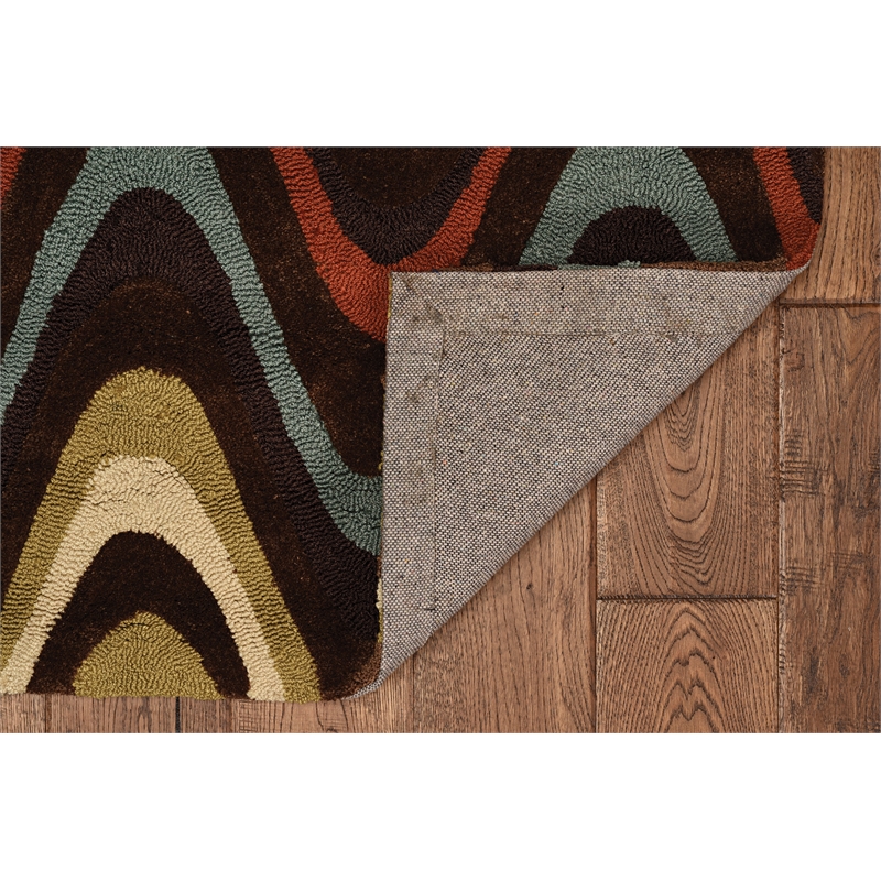 Linon Trio Mouzi Hand Tufted Polyester 5'x7' Rug in Brown