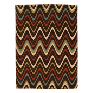 Linon Trio Mouzi Hand Tufted Polyester 5'x7' Rug in Brown