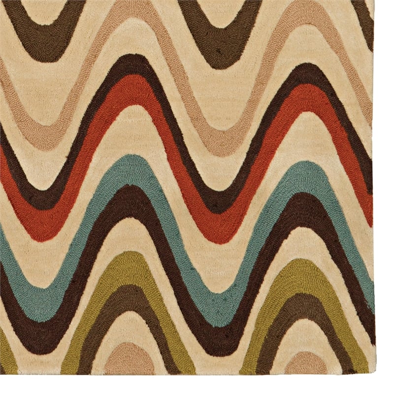 Linon Trio Mouzi Hand Tufted Polyester 5'x7' Rug in Sand Brown