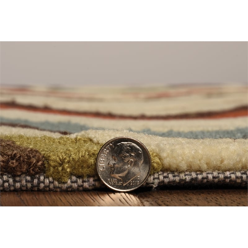 Linon Trio Mouzi Hand Tufted Polyester 5'x7' Rug in Sand Brown