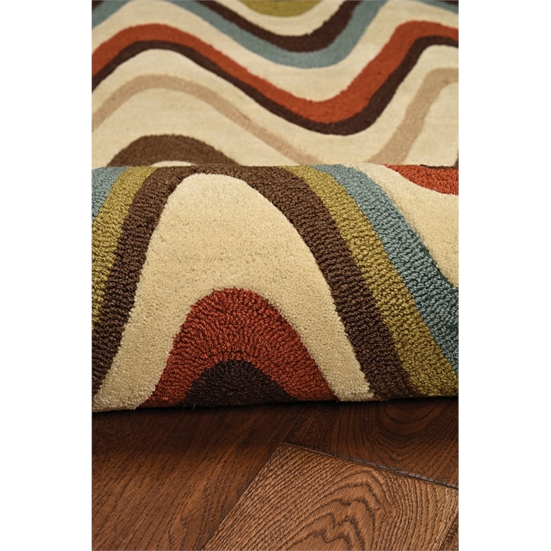 Linon Trio Mouzi Hand Tufted Polyester 5'x7' Rug in Sand Brown