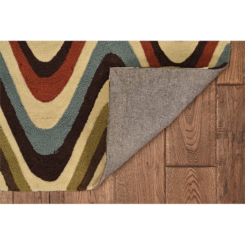 Linon Trio Mouzi Hand Tufted Polyester 5'x7' Rug in Sand Brown