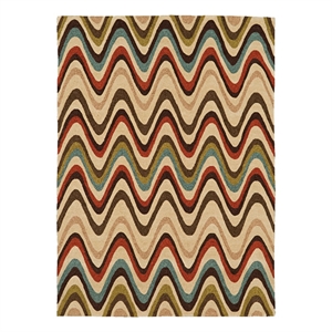 Linon Trio Mouzi Hand Tufted Polyester 5'x7' Rug in Sand Brown