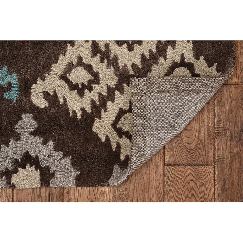 Linon Trio Hialeea Hand Tufted Polyester 5'x7' Rug in Gray
