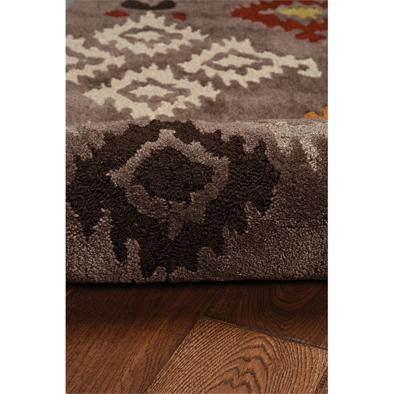 Linon Trio Hialeea Hand Tufted Polyester 5'x7' Rug in Gray