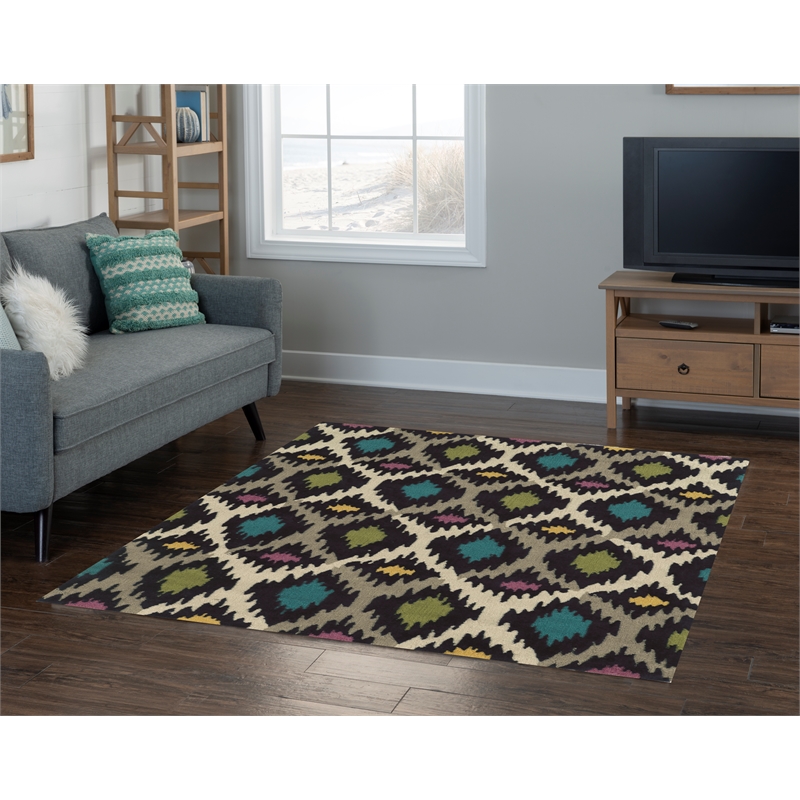 Linon Trio Paxton Hand Tufted Polyester 5'x7' Rug in Gray