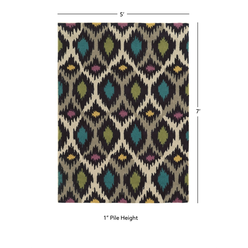 Linon Trio Paxton Hand Tufted Polyester 5'x7' Rug in Gray