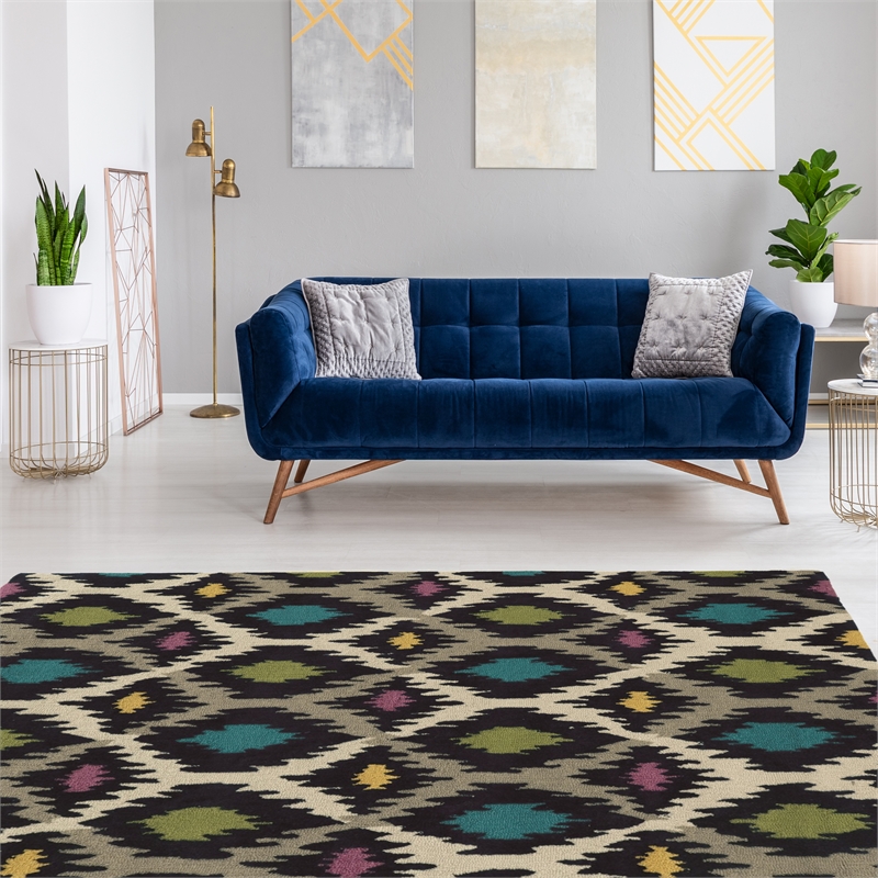 Linon Trio Paxton Hand Tufted Polyester 8'x10' Rug in Gray