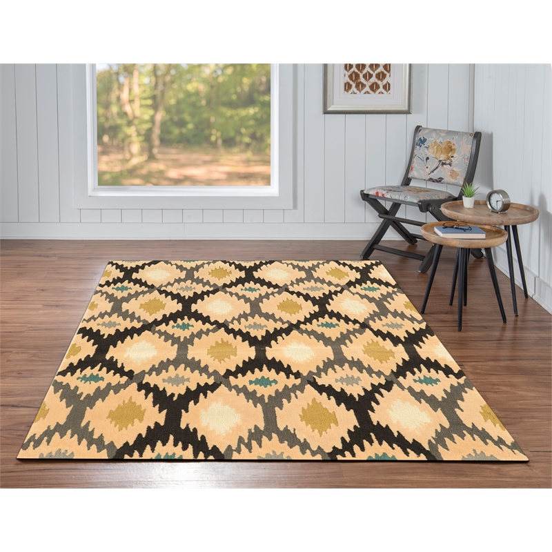 Linon Trio Paxton Hand Tufted Polyester 5'x7' Rug in Gray