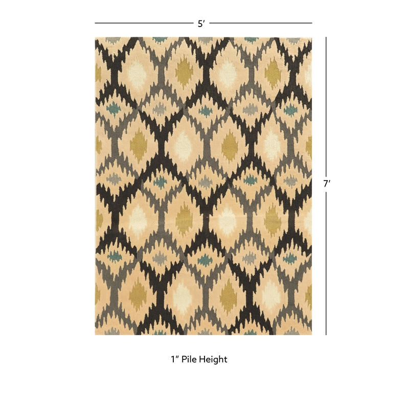 Linon Trio Paxton Hand Tufted Polyester 5'x7' Rug in Gray