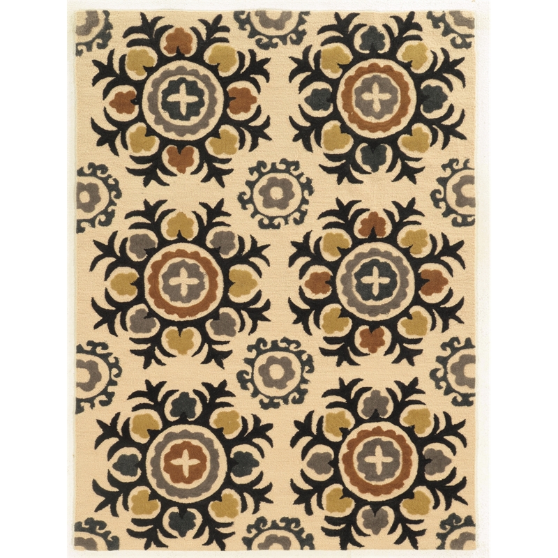 Linon Trio Suzanni Hand Tufted Polyester 5'x7' Rug in Ivory