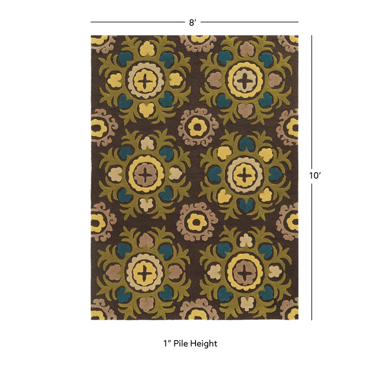 Linon Trio Suzanni Hand Tufted Polyester 8'x10' Rug in Chocolate Brown