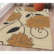 Linon Trio Floral Hand Tufted Polyester 5'x7' Rug in Ivory