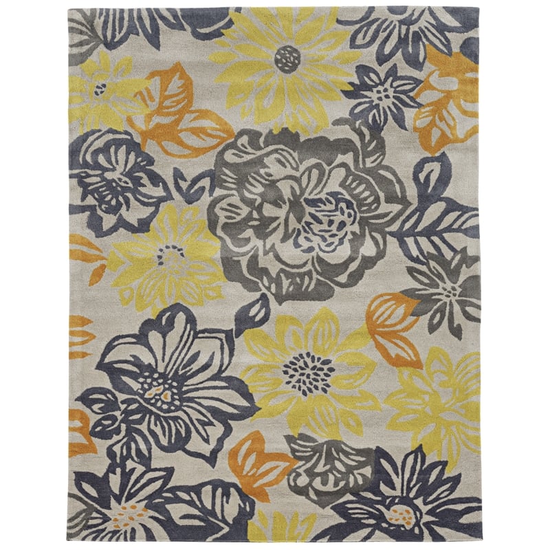 Linon Trio Benton Hand Tufted Polyester 8'x10' Rug in Gray