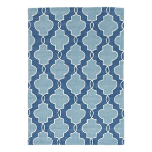 Linon Trio Tile Hand Tufted Polyester 1'10&quotx2'10&quot Rug in Blue