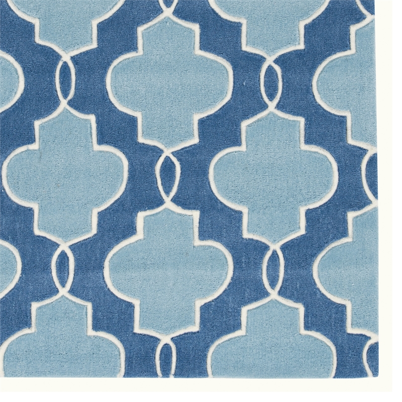 Linon Trio Tile Hand Tufted Polyester 8'x10' Rug in Blue