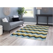 Linon Trio Zag Hand Tufted Polyester 5'x7' Rug in Blue