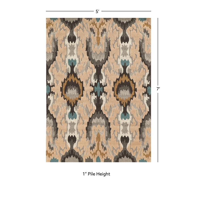 Linon Trio Icon Hand Tufted Polyester 5'x7' Rug in Gray