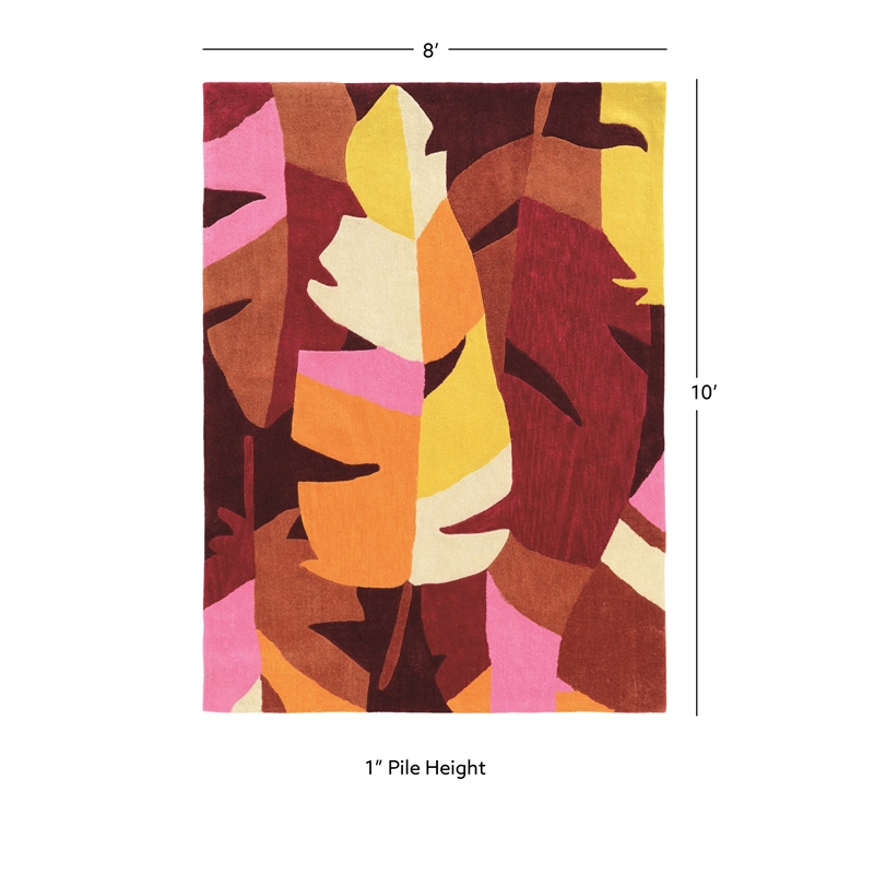 Linon Trio Bold Floral Hand Tufted Polyester 8'x10' Rug in Magenta Pink