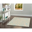 Linon Trio Damask Hand Tufted Polyester 5'x7' Rug in Aqua Blue and Ivory