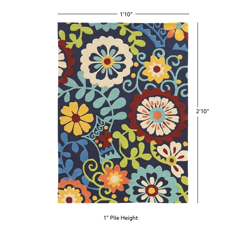 Linon Trio Frond Hand Tufted Polyester 1'10
