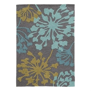 Linon Trio Dandelion Hand Tufted Polyester 5'x7' Rug in Gray