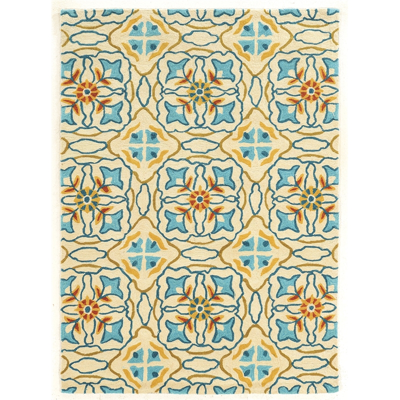 Linon Trio Ettie Hand Tufted Polyester 5'x7' Rug in Ivory