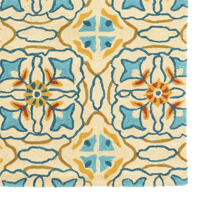 Linon Trio Ettie Hand Tufted Polyester 5'x7' Rug in Ivory