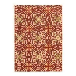 Linon Trio Ikat Hand Tufted Polyester 5'x7' Area Rug in Ivory
