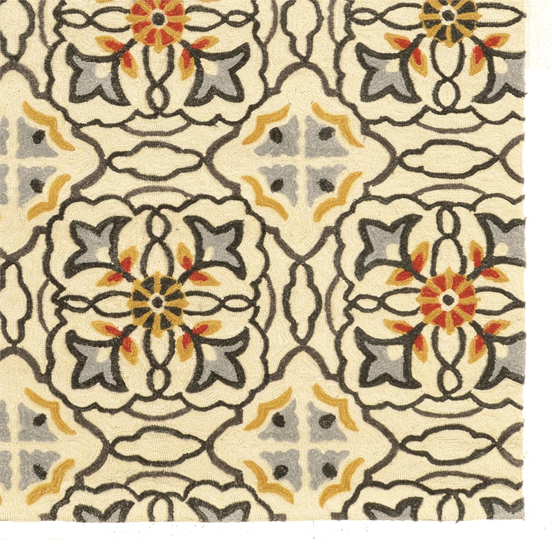 Linon Trio Betti Hand Tufted Polyester 5'x7' Rug in Ivory