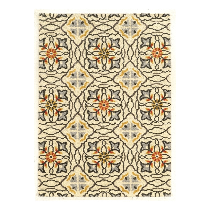 Linon Trio Betti Hand Tufted Polyester 5'x7' Rug in Ivory