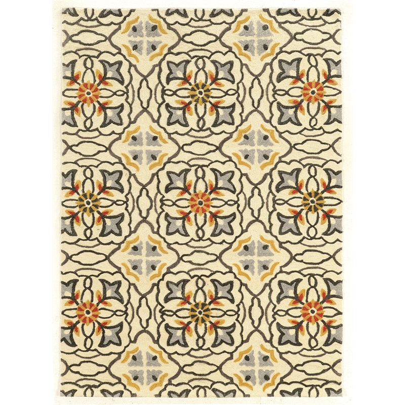 Linon Trio Betti Hand Tufted Polyester 8'x10' Area Rug in Ivory