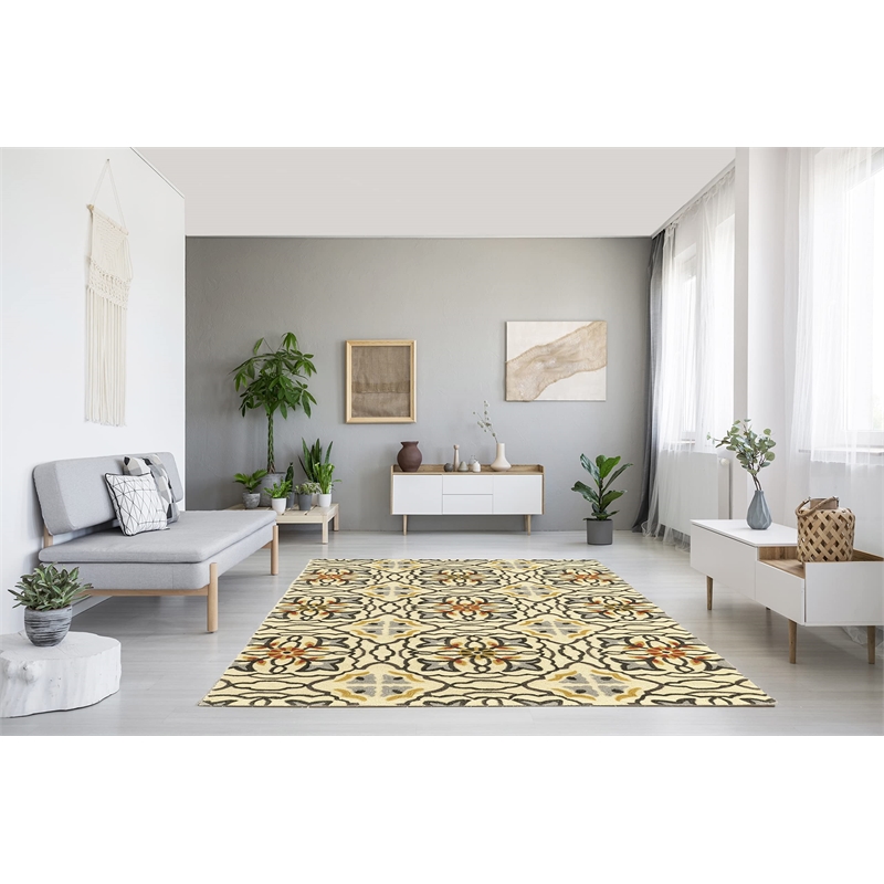Linon Trio Betti Hand Tufted Polyester 8'x10' Area Rug in Ivory
