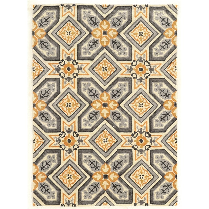 Linon Trio Collette Hand Tufted Polyester 5'x7' Rug in Gray