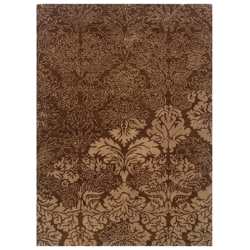 Linon Florence Danika Hand Tufted New Wool 5'x7' Rug in Brown