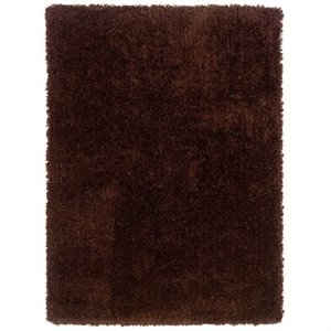 Linon Copenhagen Shag Hand Tufted Microfiber Polyester 8'x10' Rug in Brown
