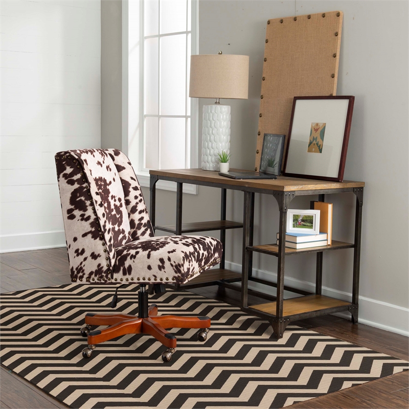 Linon Salonika Chevron Reversible Woven Wool 5'x8' Rug in Brown