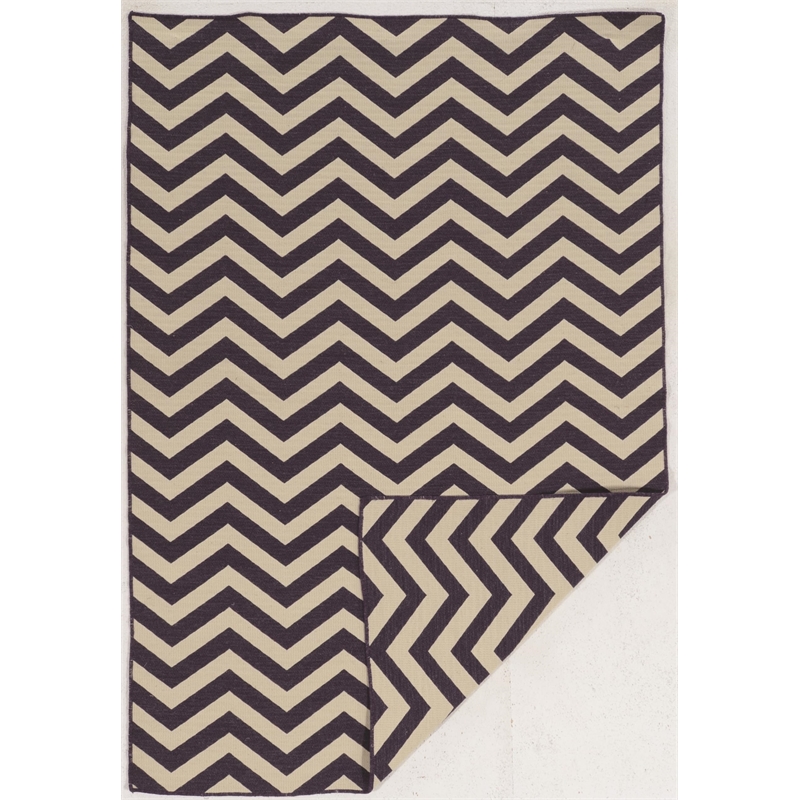 Linon Saloniki Wool 5' x 8' Chevron Area Rug in Purple