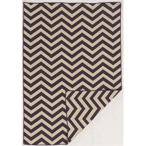 Linon Saloniki Wool 5' x 8' Chevron Area Rug in Purple