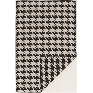 Linon Salonika Houndstooth Reversible Woven Wool 5'x8' Rug in Gray