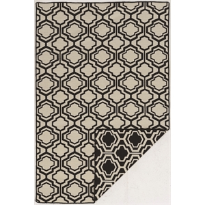 Linon Salonika Quatrefoil Reversible Woven Wool 5'x8' Rug in Black
