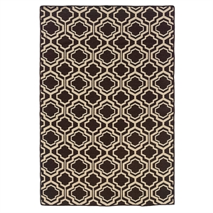 Linon Salonika Quatrefoil Reversible Woven Wool 5'x8' Rug in Brown