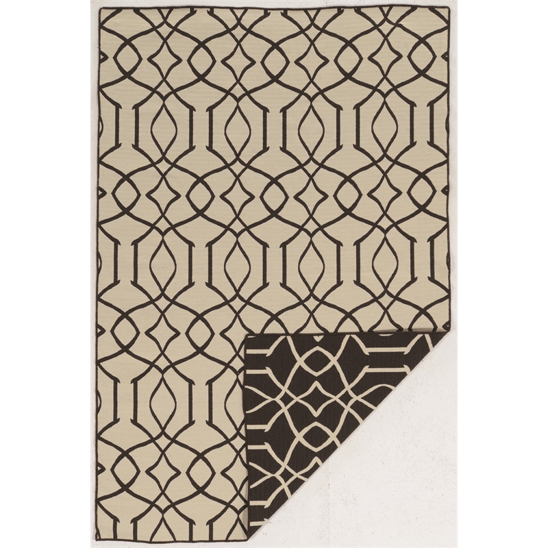 Linon Salonika Irongate Reversible Woven Wool 5'x8' Rug in Brown