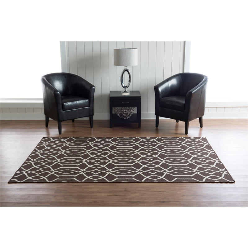 Linon Salonika Irongate Reversible Woven Wool 5'x8' Rug in Brown