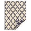 Linon Salonika Quatrefoil Reversible Woven Wool 5'x8' Rug in Blue