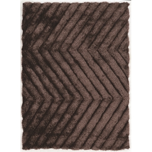 Linon Links Zigzag Hand Tufted Polyester 8'x10' Rug in Brown