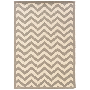 Linon Silhouette Chevron Hand Hooked Wool 5'x7' Rug in Gray