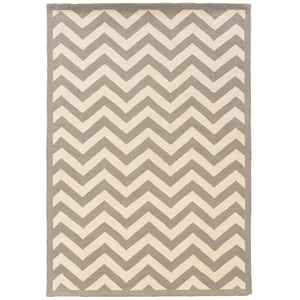 Linon Silhouette Chevron Hand Hooked Wool 5'x7' Rug in Gray
